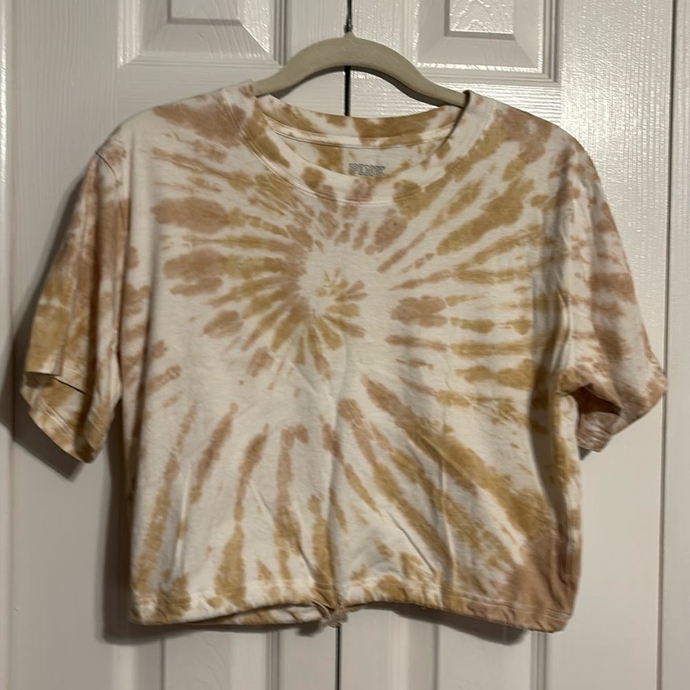 Victoria's Secret PINK short sleeve crop tie dye shirt size small NWOT